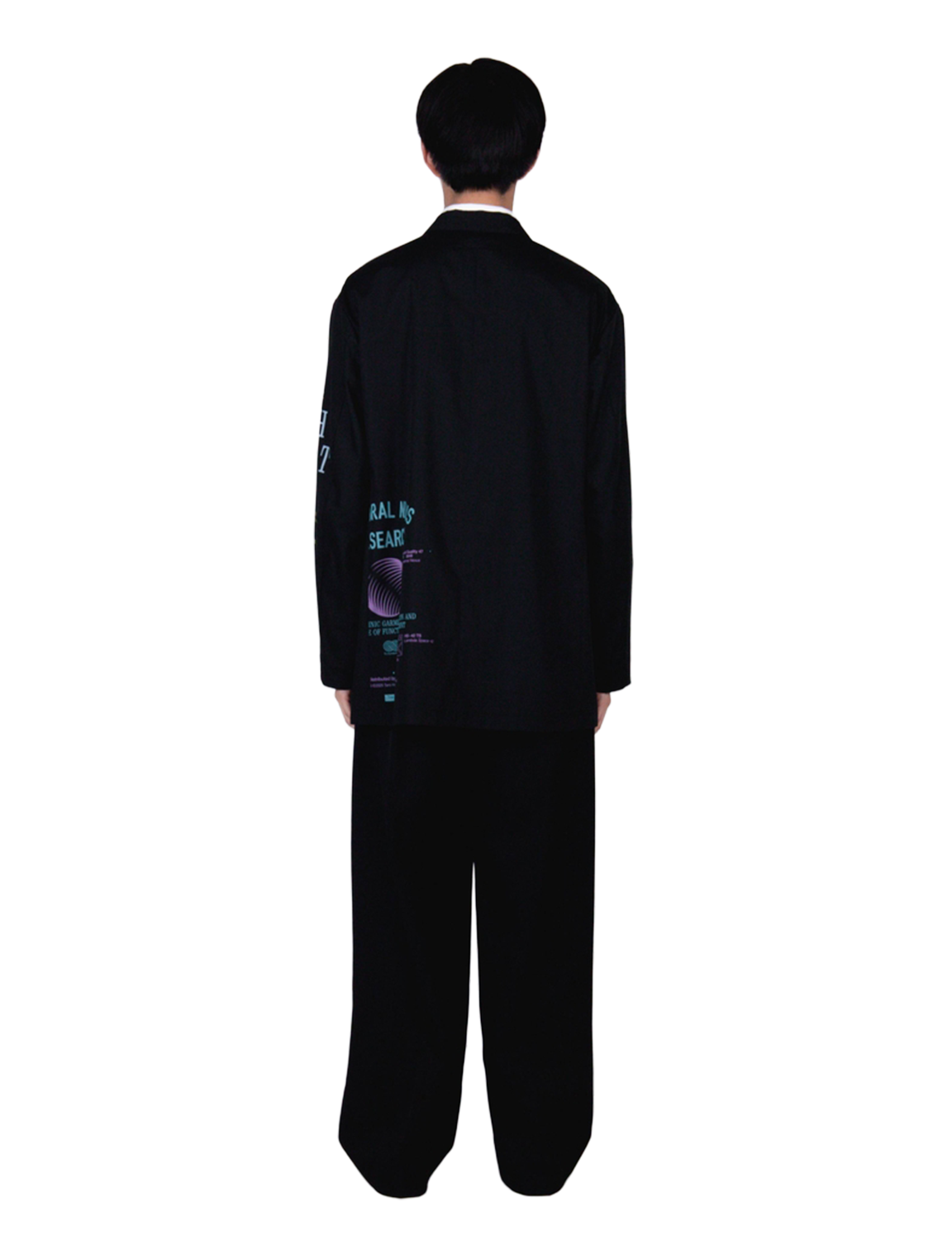 Graphic Print Oversized Jacket / black