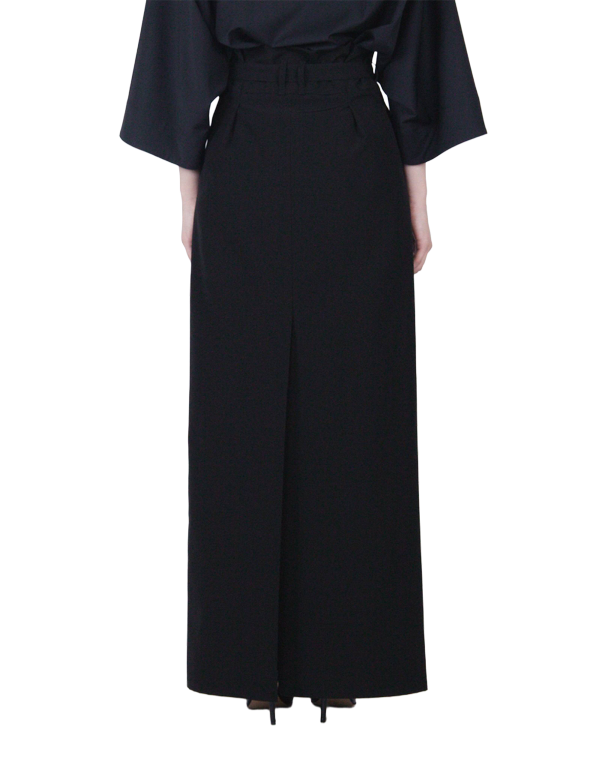 High Waist Belted Skirt / black