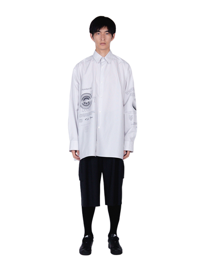 Graphic Print Oversized Shirt / pink stripe