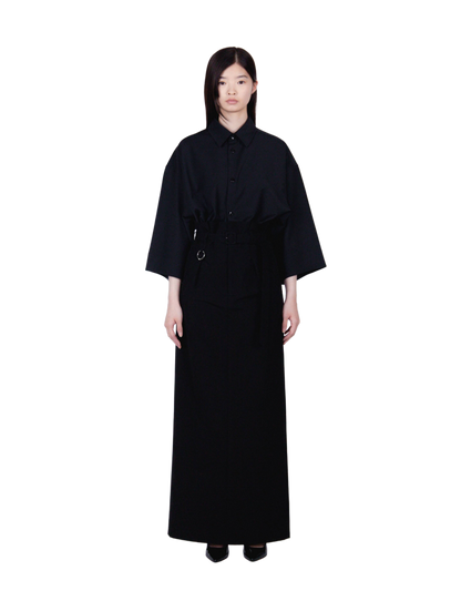 High Waist Belted Skirt / black