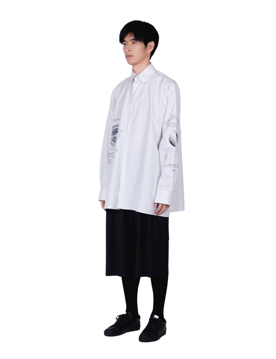 Graphic Print Oversized Shirt / pink stripe