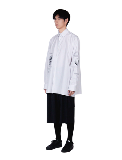 Graphic Print Oversized Shirt / pink stripe