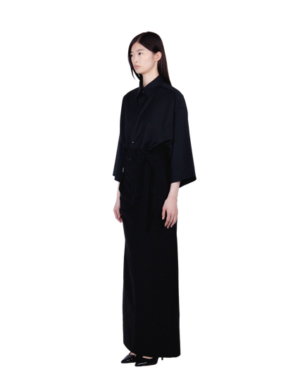 High Waist Belted Skirt / black