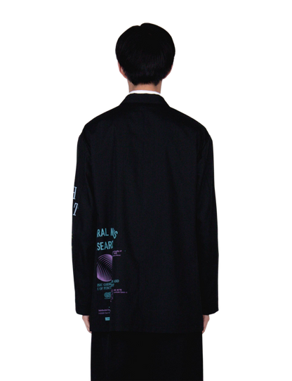 Graphic Print Oversized Jacket / black