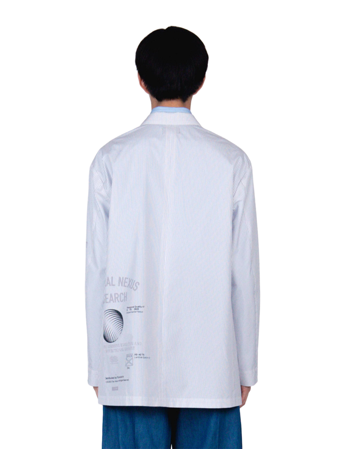 Graphic Print Oversized Jacket / white stripe