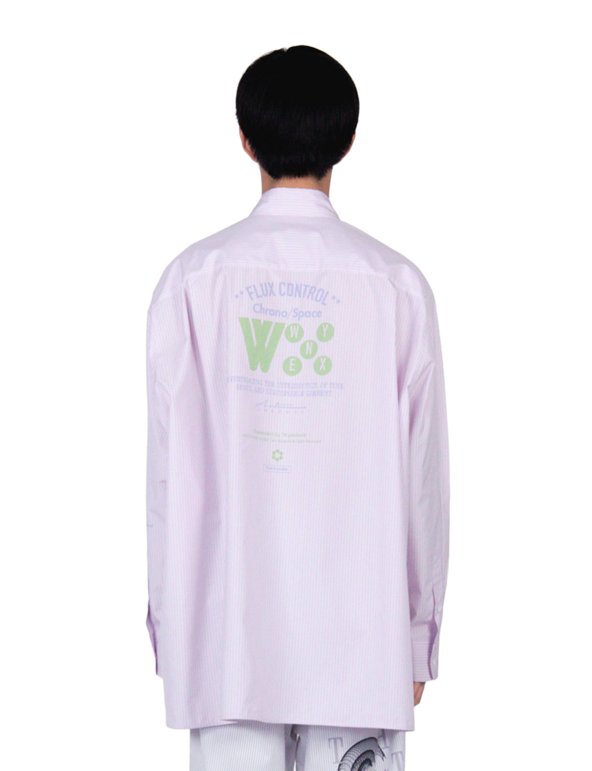 Graphic Print Oversized Shirt / pink stripe