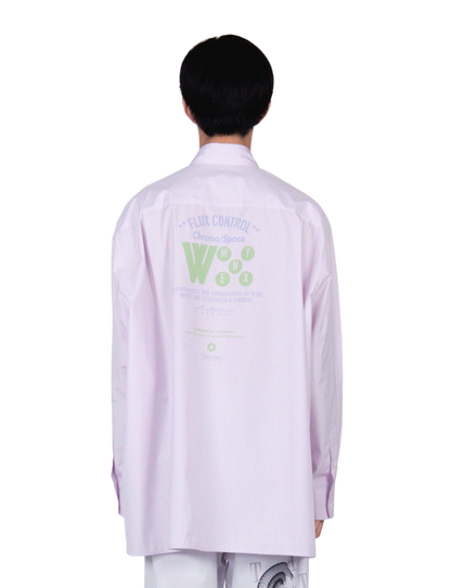 Graphic Print Oversized Shirt / pink stripe