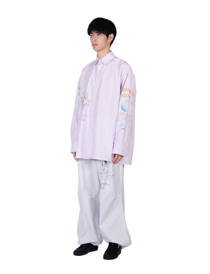 Graphic Print Oversized Shirt / pink stripe