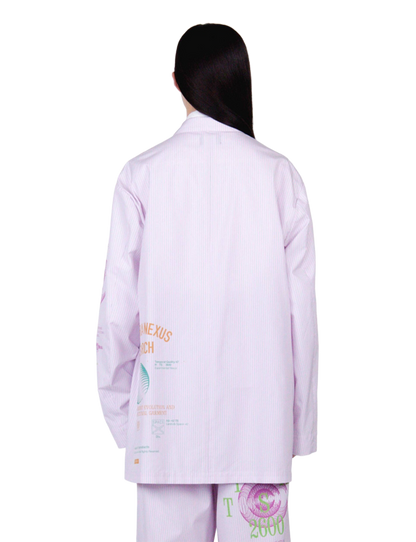 Graphic Print Oversized Jacket / white stripe