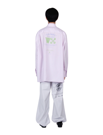 Graphic Print Oversized Shirt / pink stripe