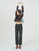line jeans / black