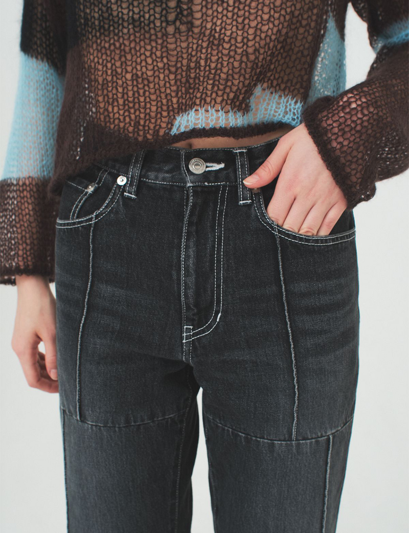 line jeans / black