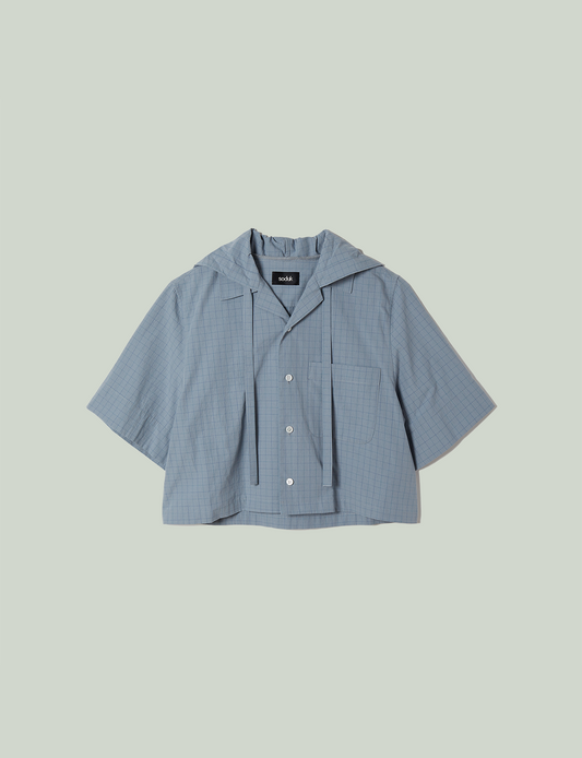 open collar hoodie shirt / mix