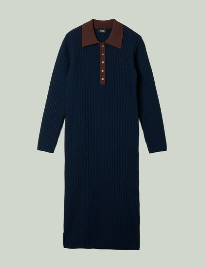 knit polo one piece / navy