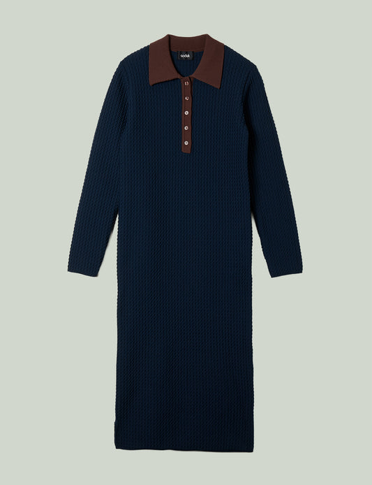 knit polo one piece / navy