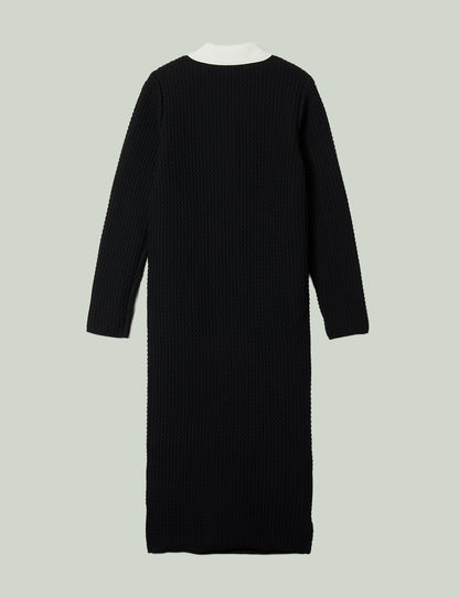 knit polo one piece / black