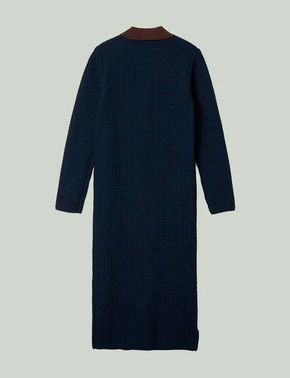knit polo one piece / navy