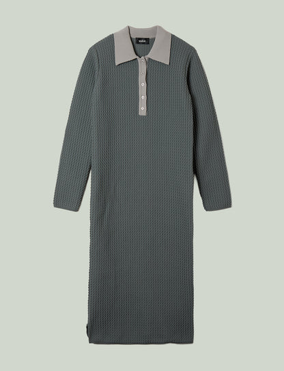 knit polo one piece / gray