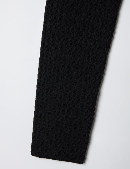 knit polo one piece / black
