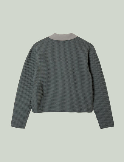knit polo top / gray