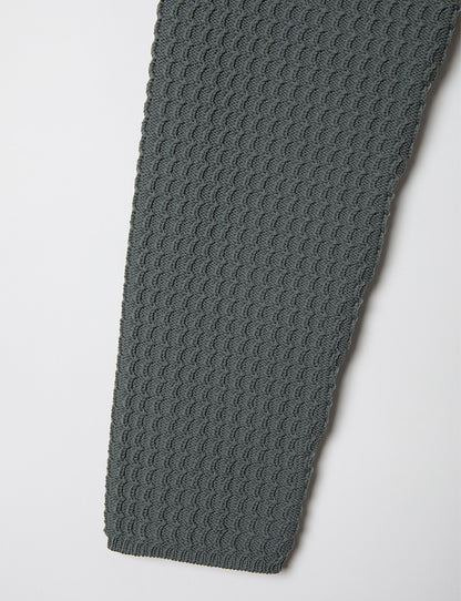 knit polo top / gray