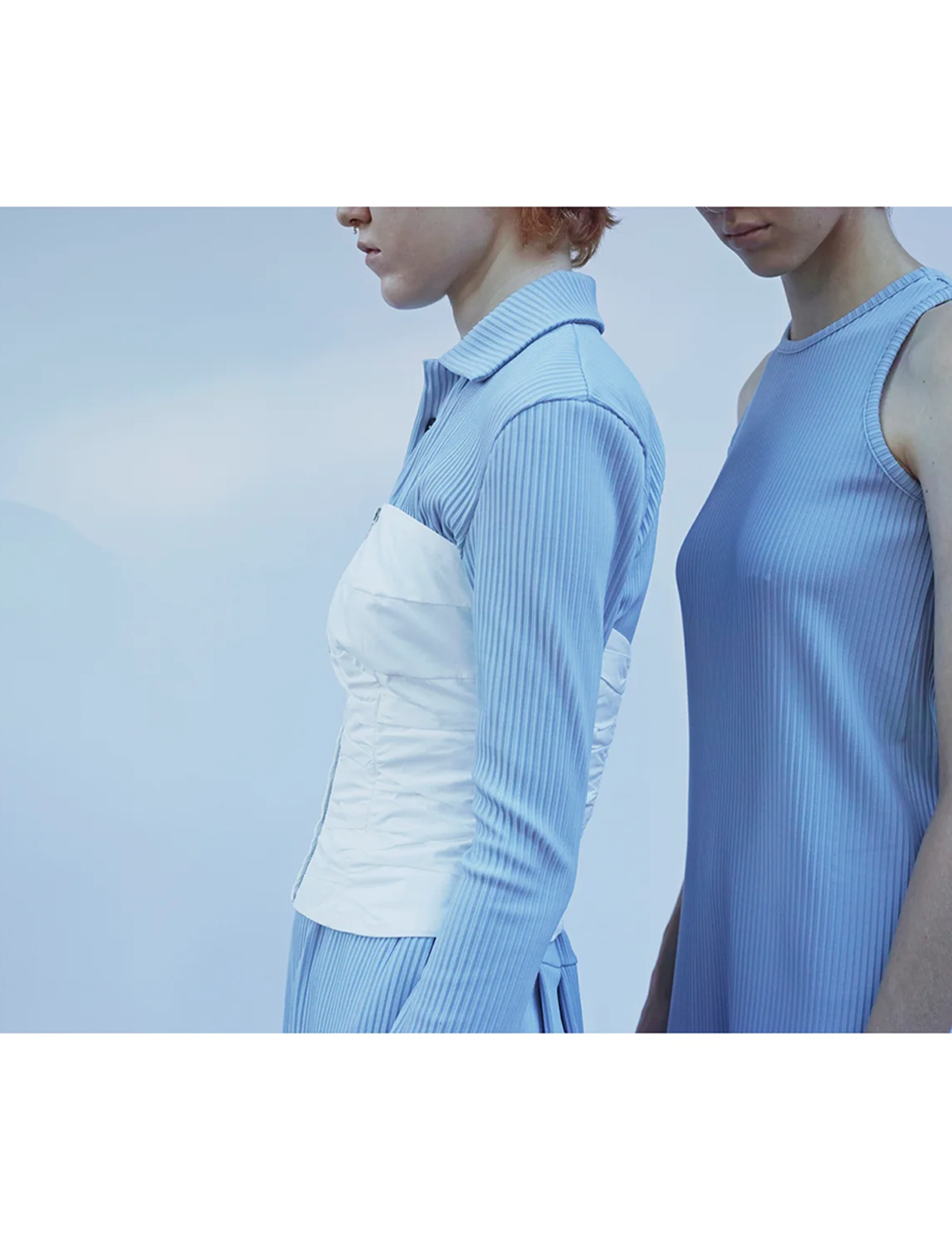 Pleats Knitted No Sleeve Dress / blue