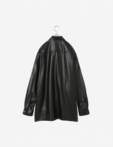 Synthetic Leather Oversized Shirt / black