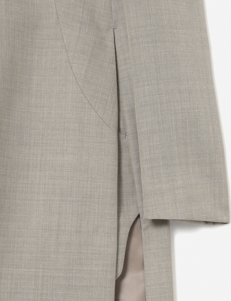 Collar Less Hidden Pocket Coat / beige