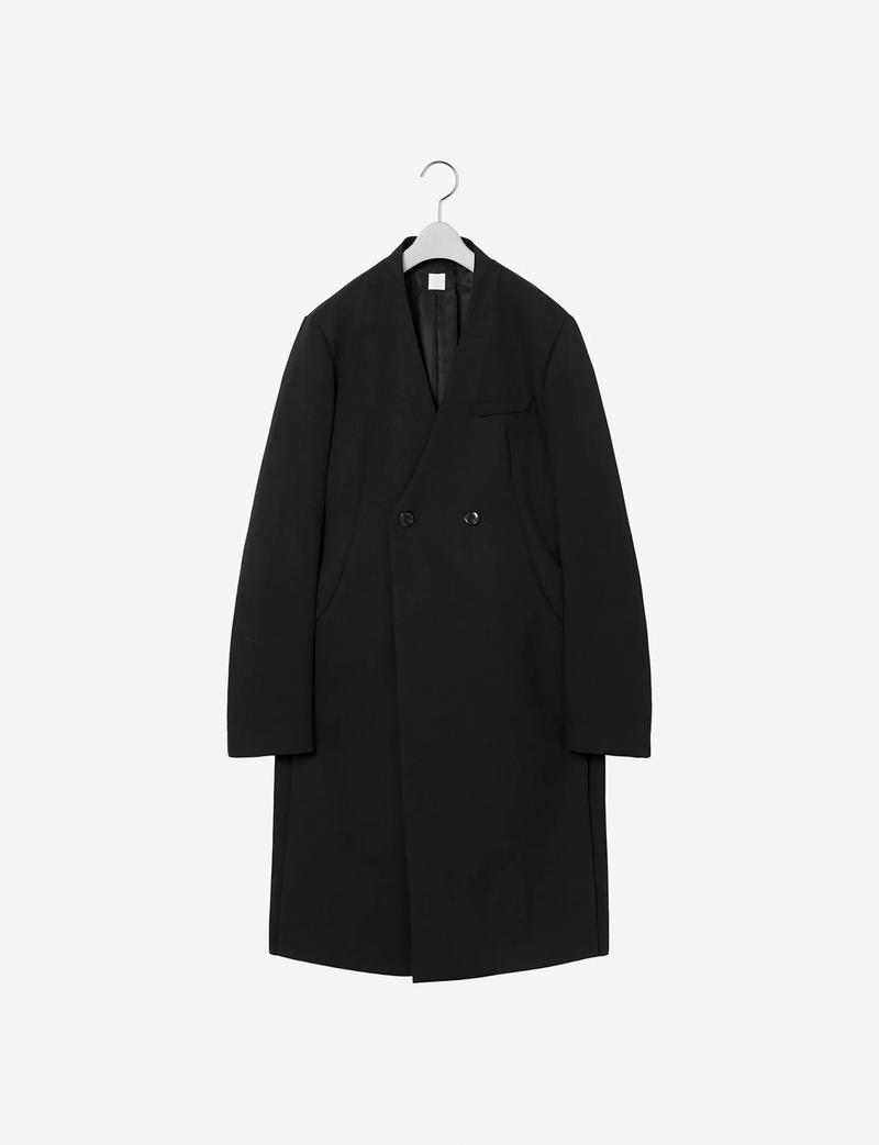 Collar Less Hidden Pocket Coat / black