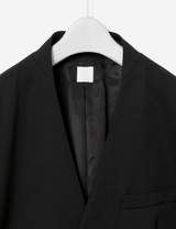 Collar Less Hidden Pocket Coat / black