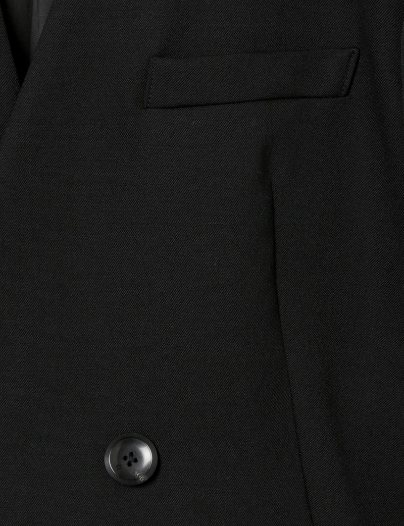 Collar Less Hidden Pocket Coat / black