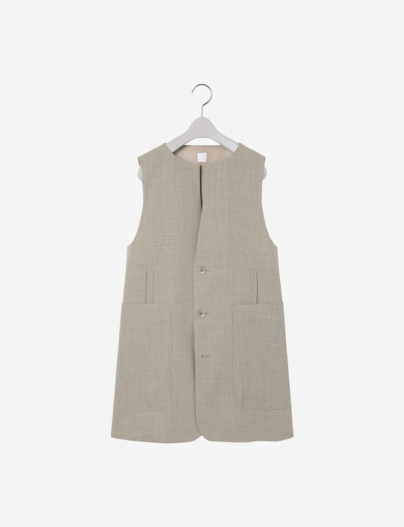 Collar Less Vest / beige