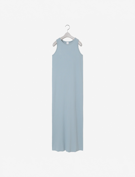 Pleats Knitted No Sleeve Dress / blue
