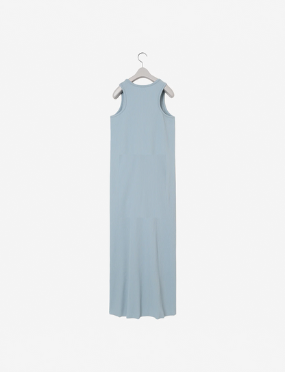 Pleats Knitted No Sleeve Dress / blue