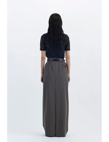 Back Open Skirt / brown