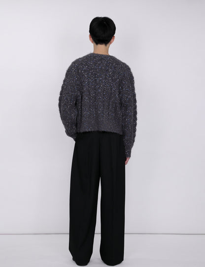 Color Nep Mole Knit Cardigan / gray