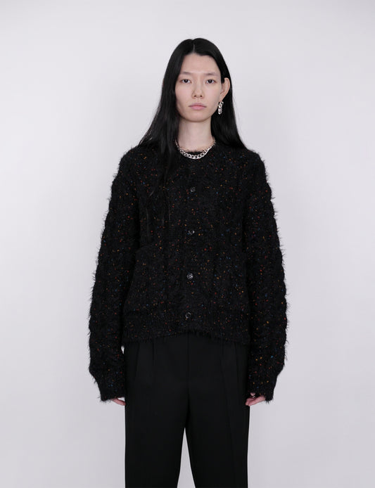 Color Nep Mole Knit Cardigan / black