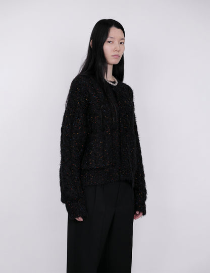 Color Nep Mole Knit Cardigan / black
