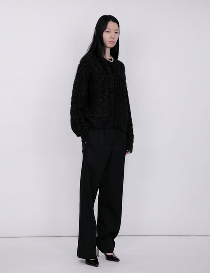Color Nep Mole Knit Cardigan / black
