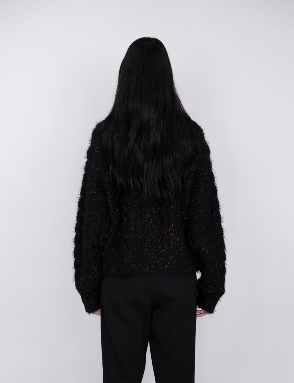 Color Nep Mole Knit Cardigan / black