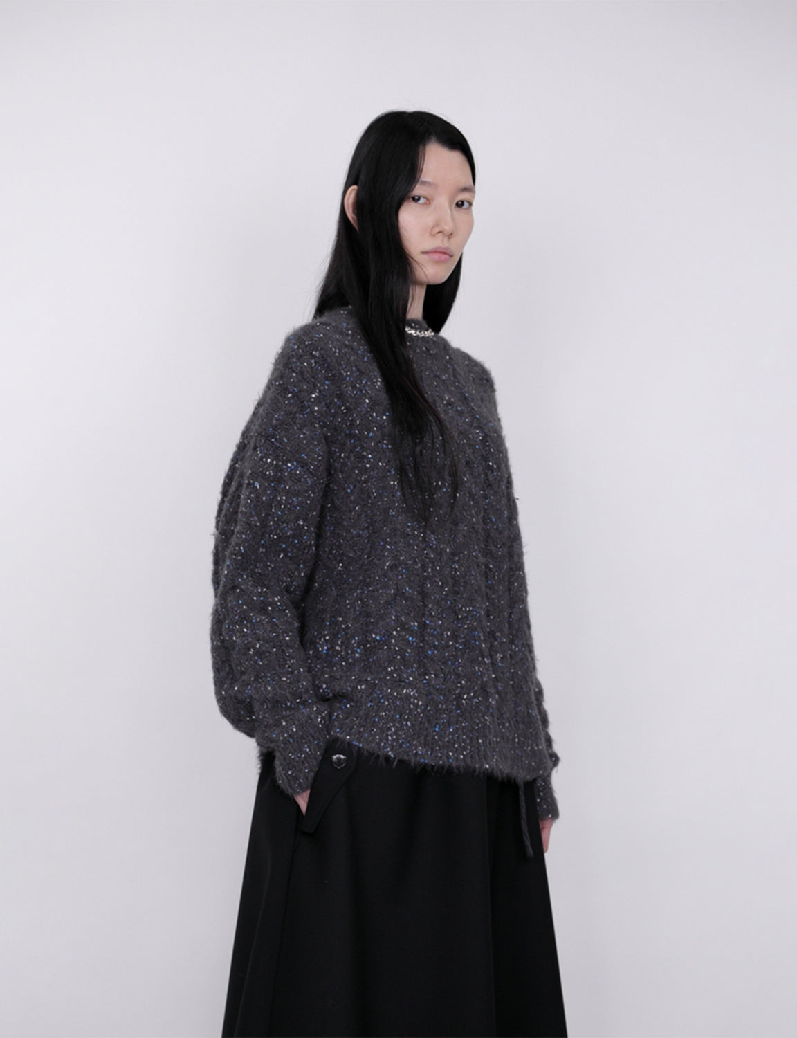Color Nep Mole Knit Pullover / gray