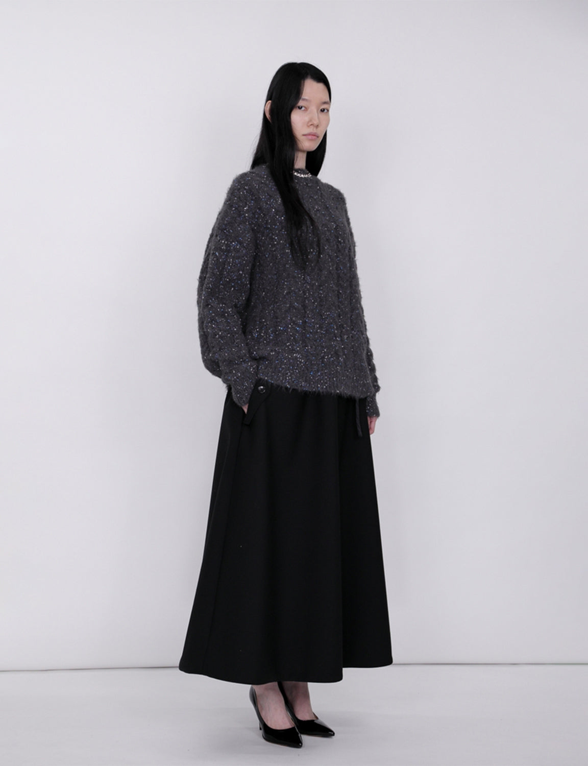 Color Nep Mole Knit Pullover / gray