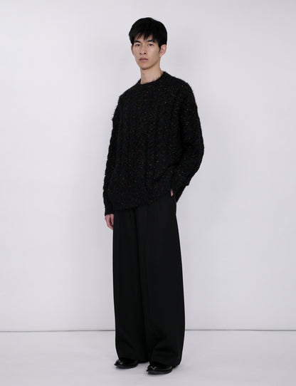 Color Nep Mole Knit Pullover / black