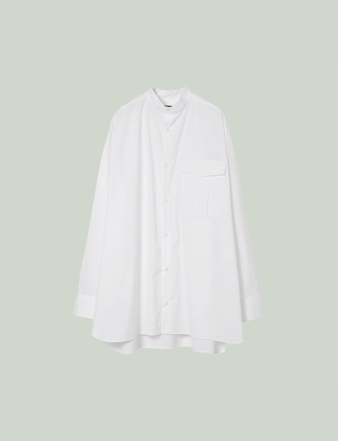 Stand Collar Big Shirt / white