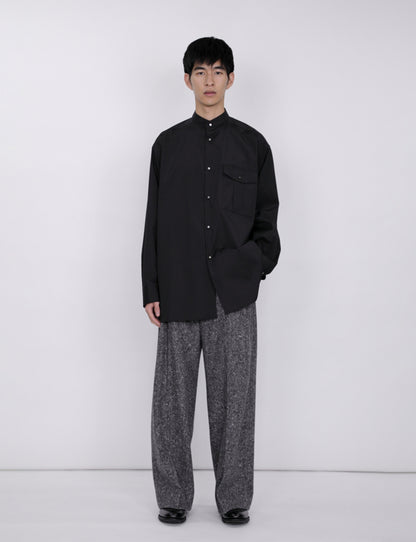 Stand Collar Big Shirt / black