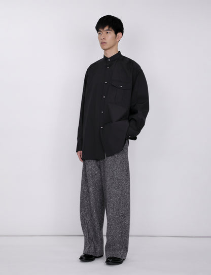 Stand Collar Big Shirt / black