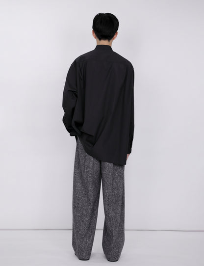 Stand Collar Big Shirt / black