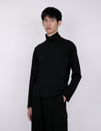 Stand Collar Turtleneck Top / black