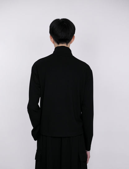 Stand Collar Turtleneck Top / black