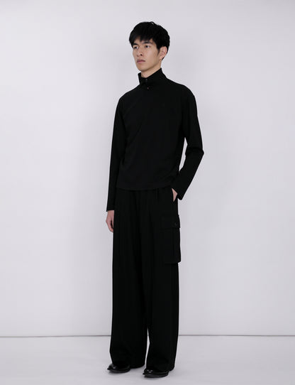 Stand Collar Turtleneck Top / black